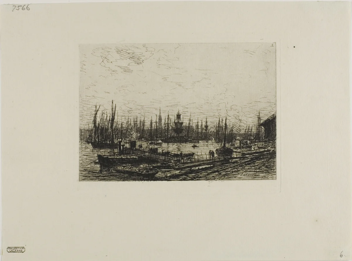 Port of Bordeaux by Maxime Lalanne, print, 1869
