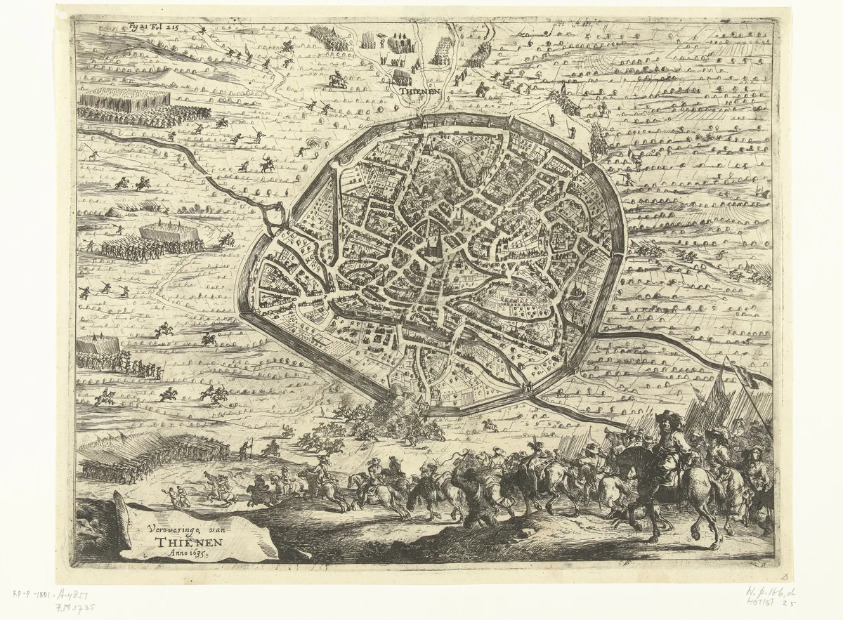 Verovering van Tienen, 1635 by Dirk Stoop, print, 1651