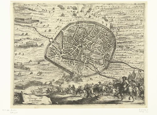 Verovering van Tienen, 1635 by Dirk Stoop, print, 1651