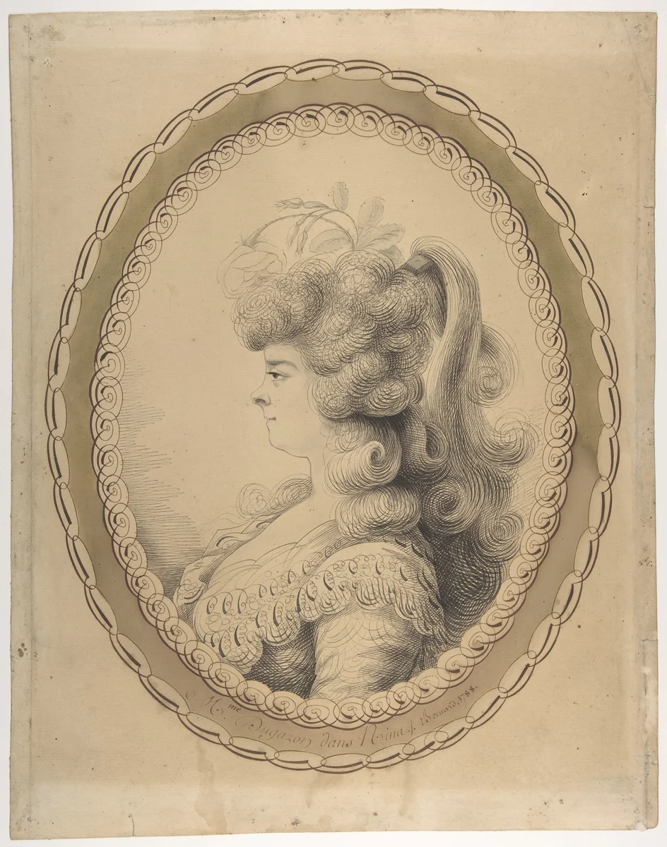 Portrait of Madame Dugazon as Nina by Joseph Jean Bernard, drawing, 1788