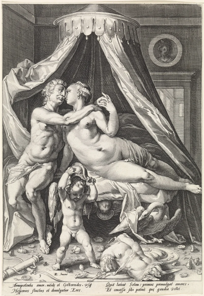 Mars en Venus by Jacob Matham, print, 1588-1592