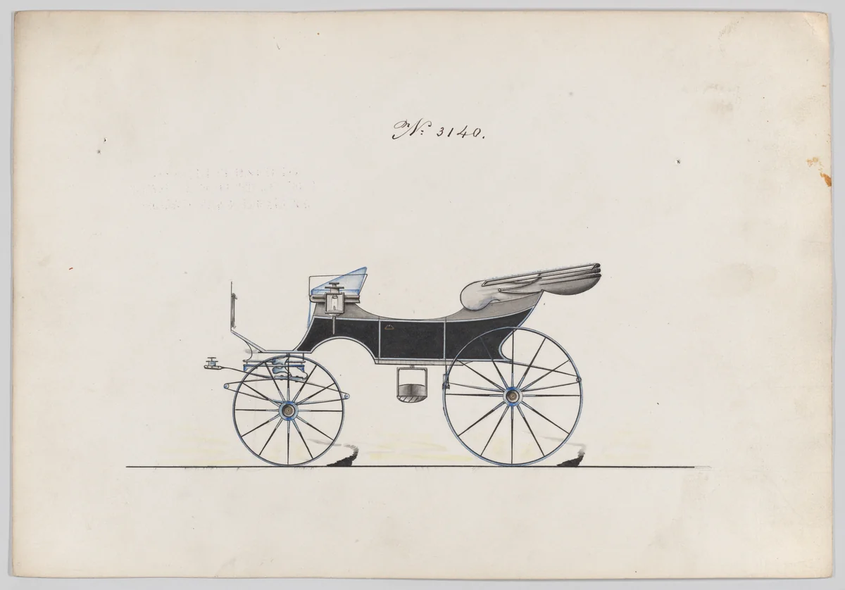 Design for 2 seat or Cabriolet Phaeton, no. 3146 by Brewster & Co., drawing, 1875