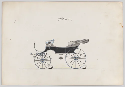Design for 2 seat or Cabriolet Phaeton, no. 3146 by Brewster & Co., drawing, 1875