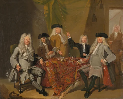 Inspectors of the Collegium Medicum in Amsterdam, 1724 by Cornelis Troost, painting, 1724