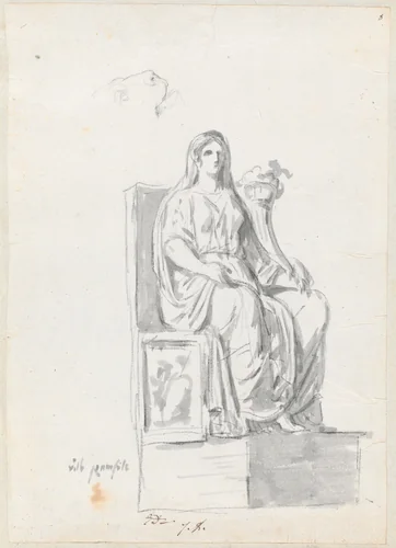 Abundance and the Face of a Lion, from the Villa Pamphili by Jacques-Louis David, drawing, 1775-1780
