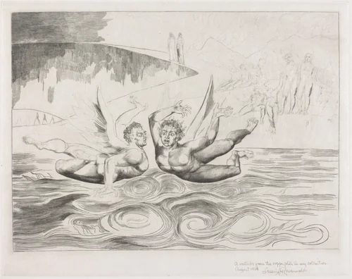 The Circle of the Corrupt Officials; the Devils Mauling Each Other by William Blake, print, 1827