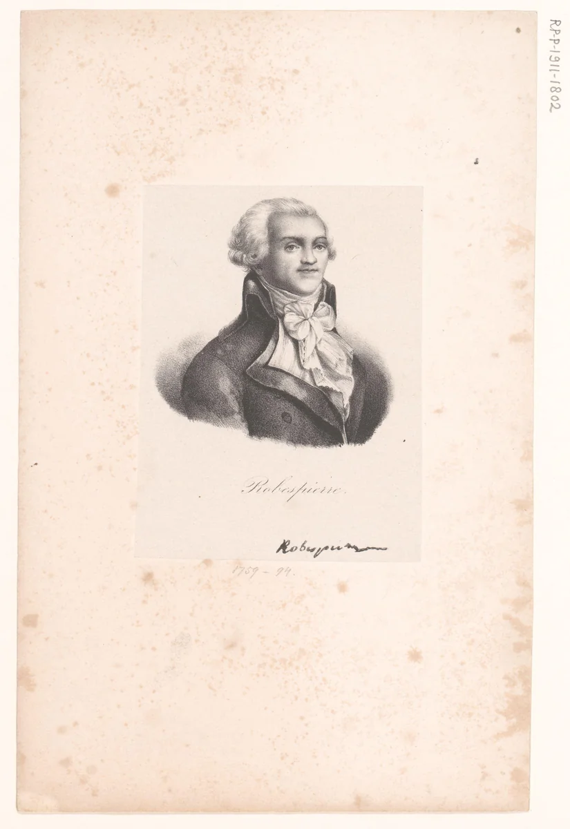 Portret van Maximilien de Robespierre by anonymous, print, 1818-1842