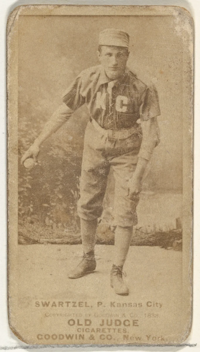 Parke B. Swartzel, Pitcher, Kansas City Cowboys, from the Old Judge series (N172) for Old Judge Cigarettes by Goodwin & Company, photograph, 1888