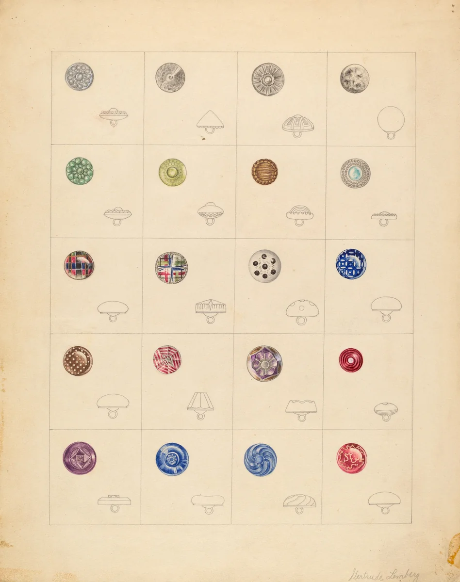 Buttons by Gertrude Lemberg, index of american design, 1937
