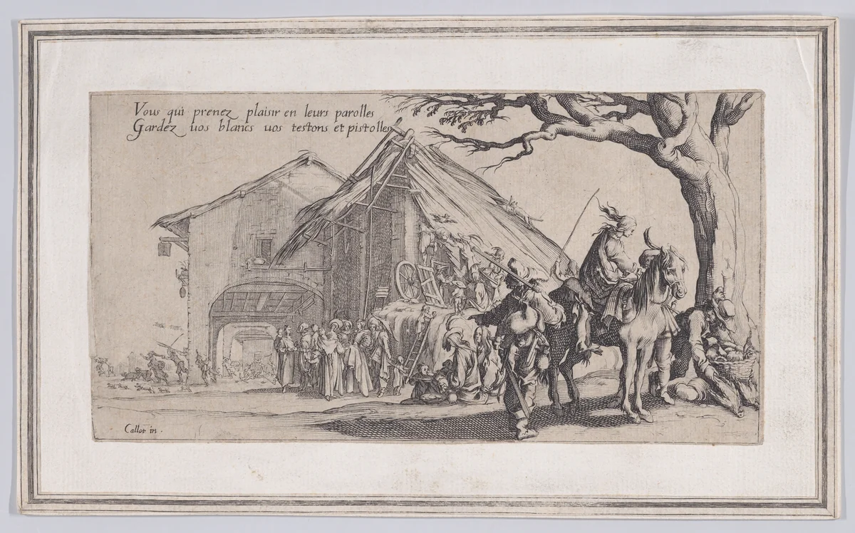 Copy of La Halte des Bohémiens: Les Diseuses de Bonne Aventure (The Gypsy Stopover: The Fortune Tellers), from "Le Bohémiens..." by anonymous, print, 1610-1700
