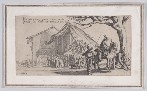 Copy of La Halte des Bohémiens: Les Diseuses de Bonne Aventure (The Gypsy Stopover: The Fortune Tellers), from "Le Bohémiens..." by anonymous, print, 1610-1700