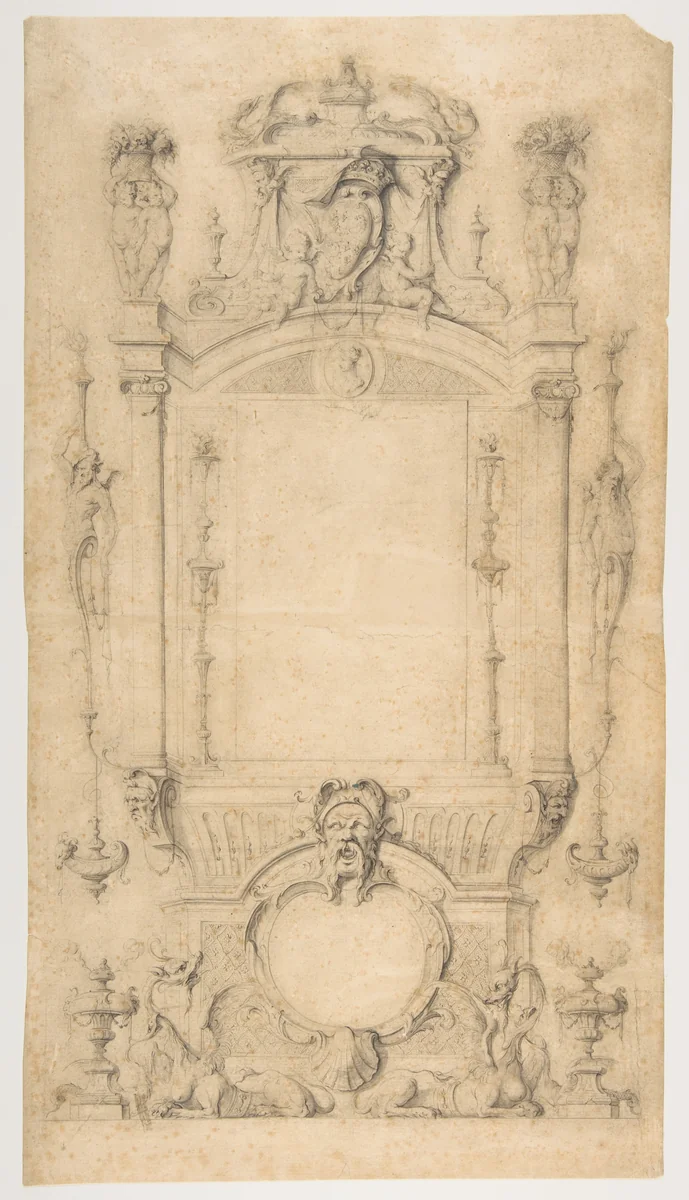 Design for a title page by Jean Bernard Toro, drawing, 1685-1731