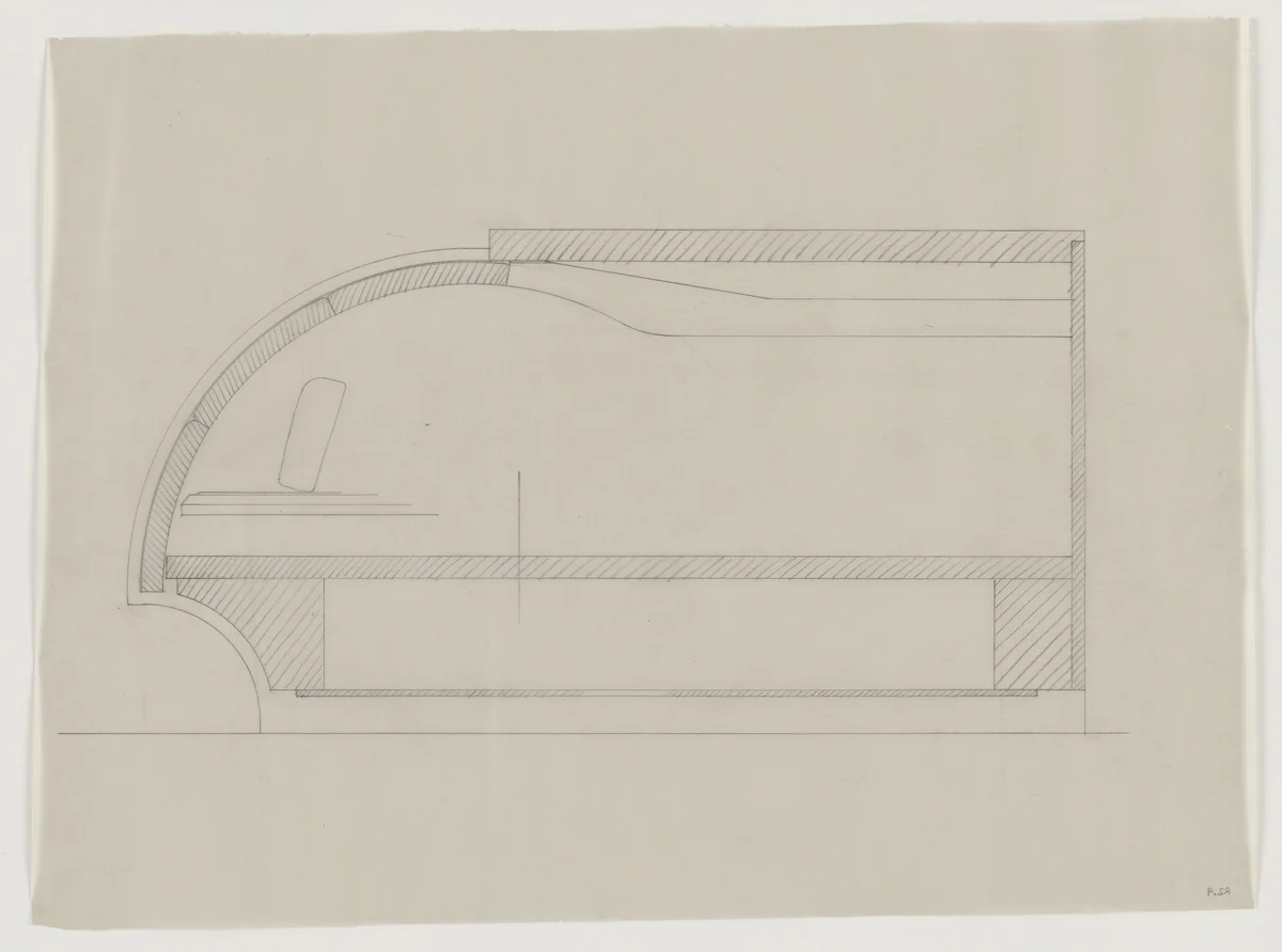Design for Telefunken Record Player, Section by Lilly Reich, mies van der rohe archive, 1937
