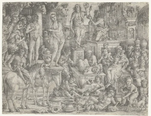 Allegorie op de triomf van de maan (Luna) by Unknown, print, 1500-1520