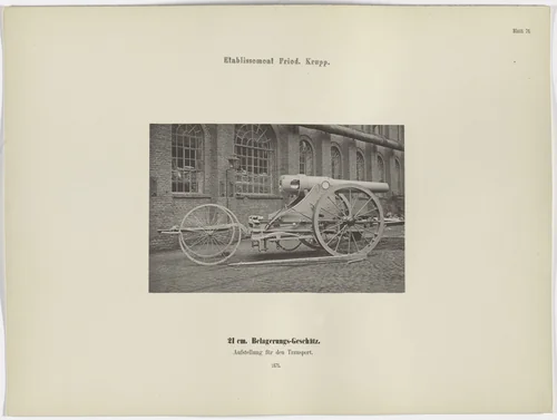 21 cm Belagerungs-Geschütz, Aufstellung für den Transport by Hugo van Werden, photograph, 1871