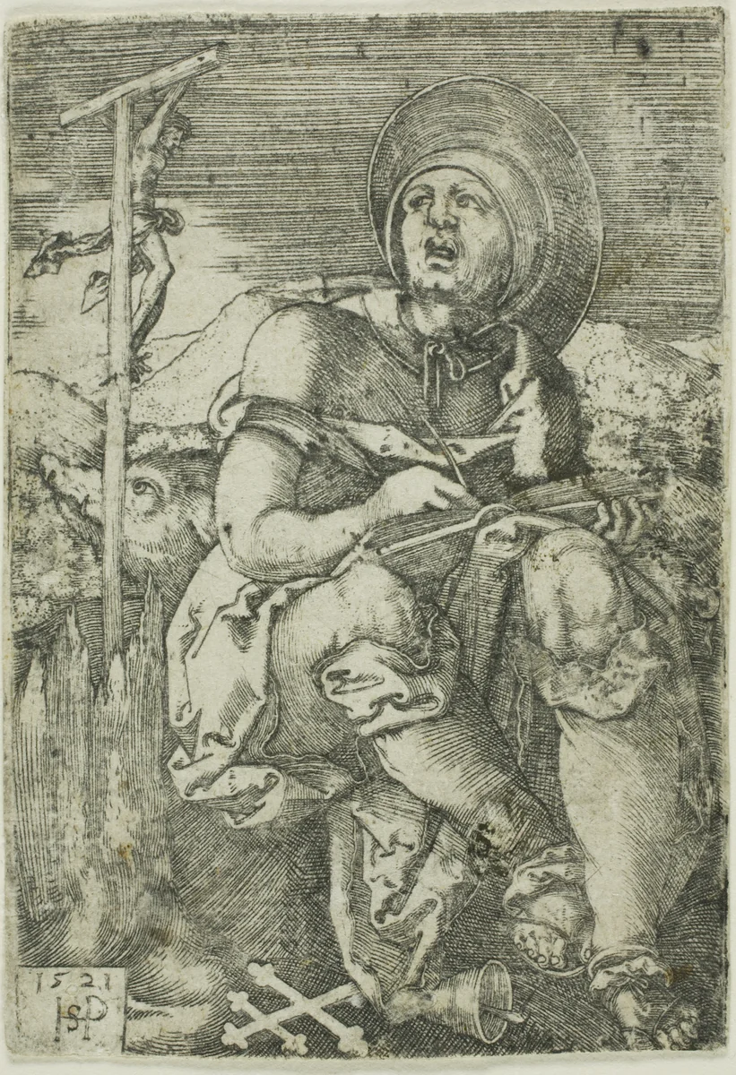 St. Anthony the Hermit by Sebald Beham, print, 1521