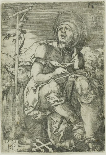 St. Anthony the Hermit by Sebald Beham, print, 1521