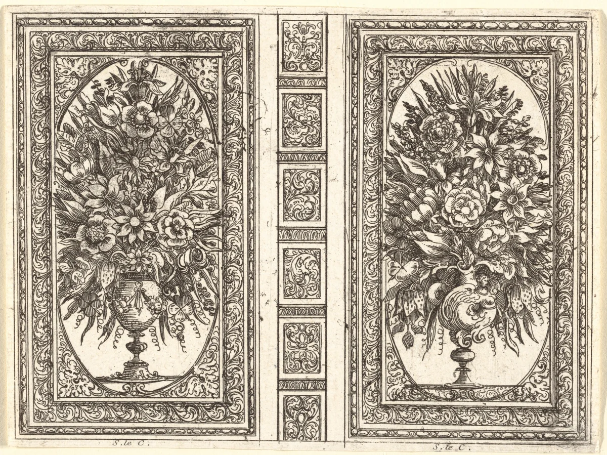 Book Cover (Two Flower Vases) by Sébastien Leclerc, print, 1656
