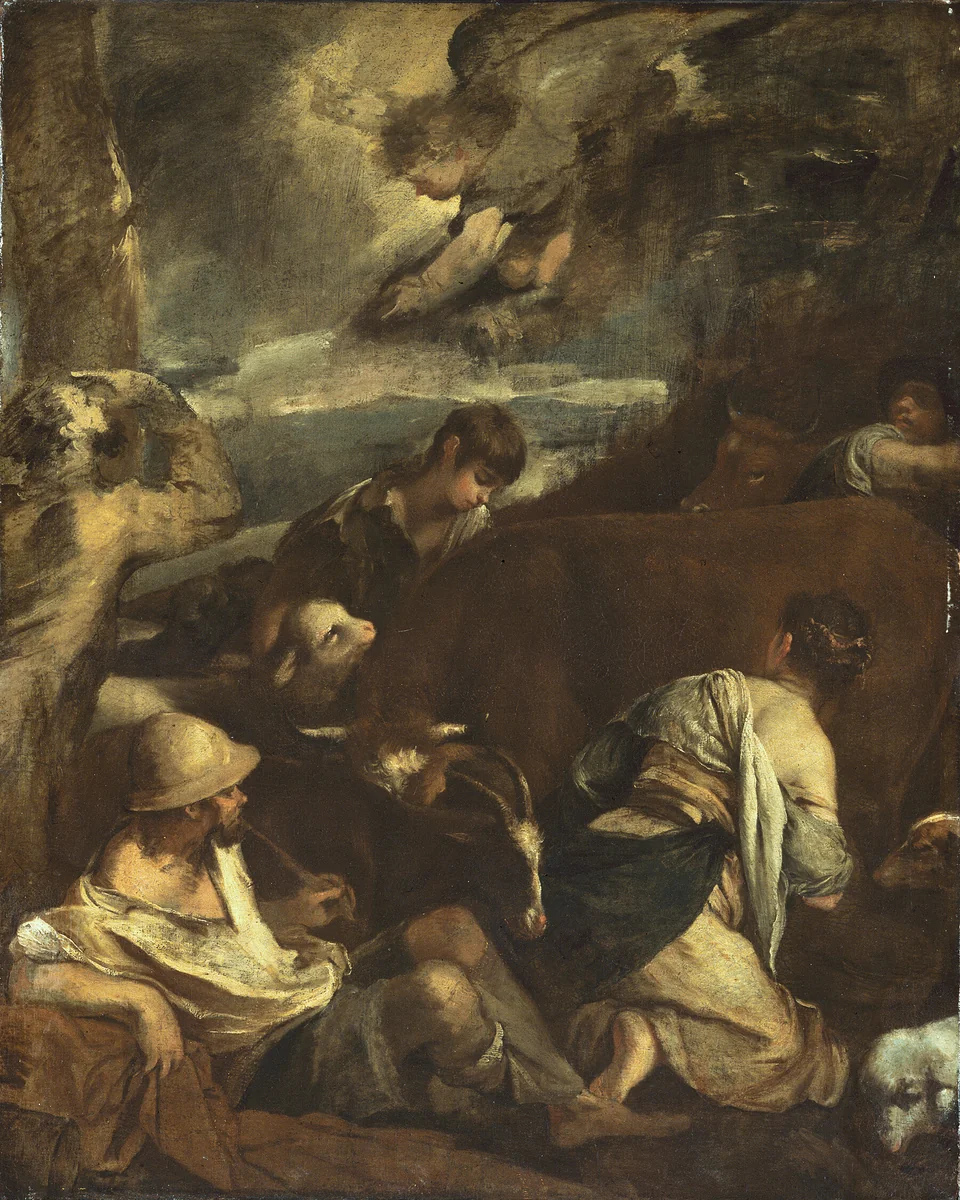 Annunciation to the Shepherds by Jacobo Bassano, painting, 1705-1715