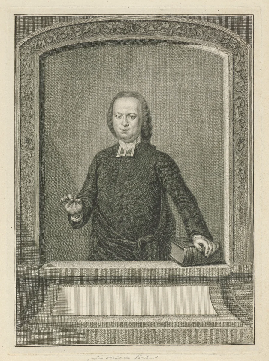 Portret van Jan Hendrik Vorstius by Jacob Houbraken, print, 1774-1776