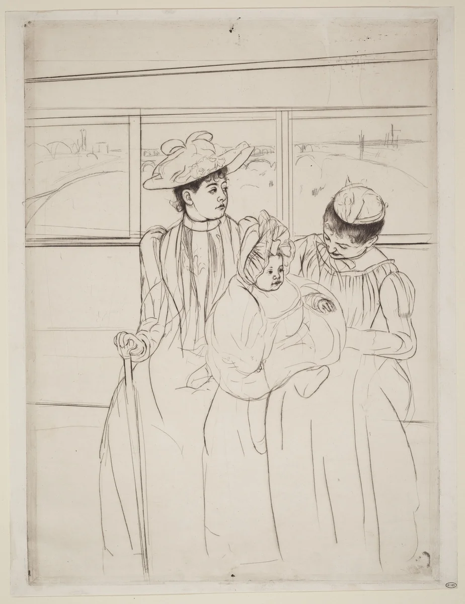 In the Omnibus by Mary Cassatt, print, 1890-1891