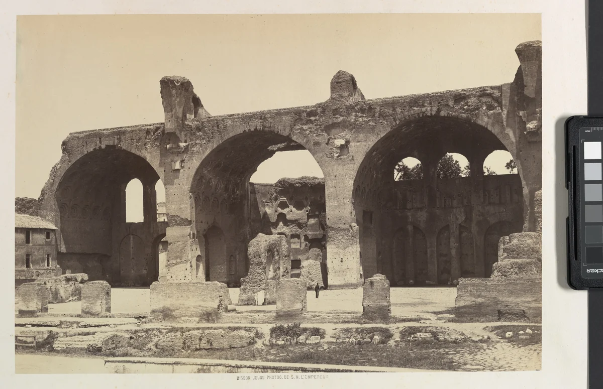 [Basilica of Maxentius and Constantine, Rome] by Auguste-Rosalie Bisson, photograph, 1856-1866