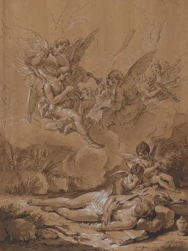 Death of the Magdalene by Francesco Fontebasso, drawing, 1700-1799