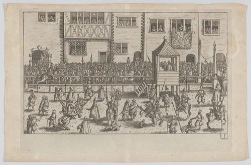 Plate I: Election and Coronation of Emperor Maximilian II by anonymous, print, 1612