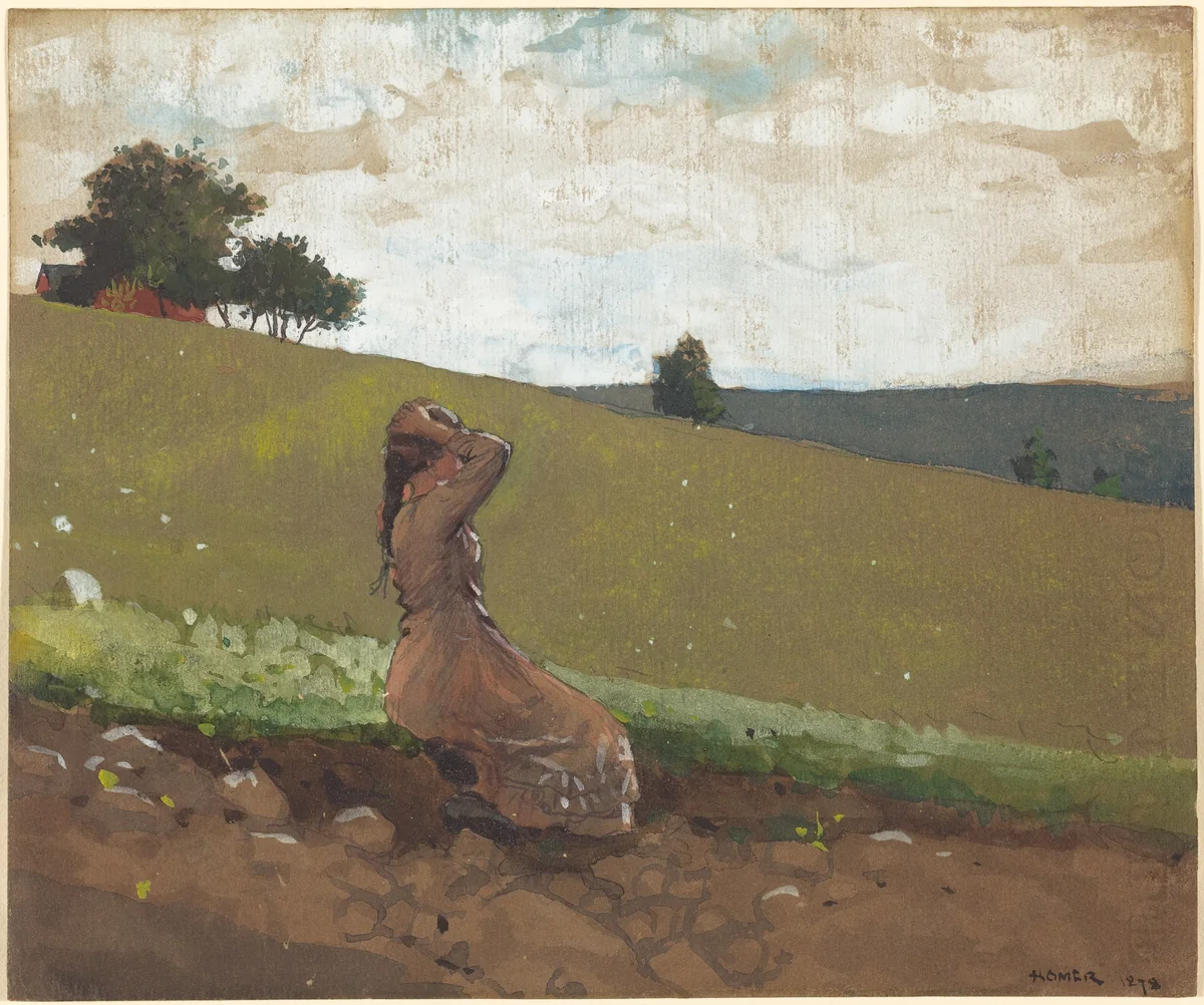 The Green Hill by Winslow Homer, drawing, 1878