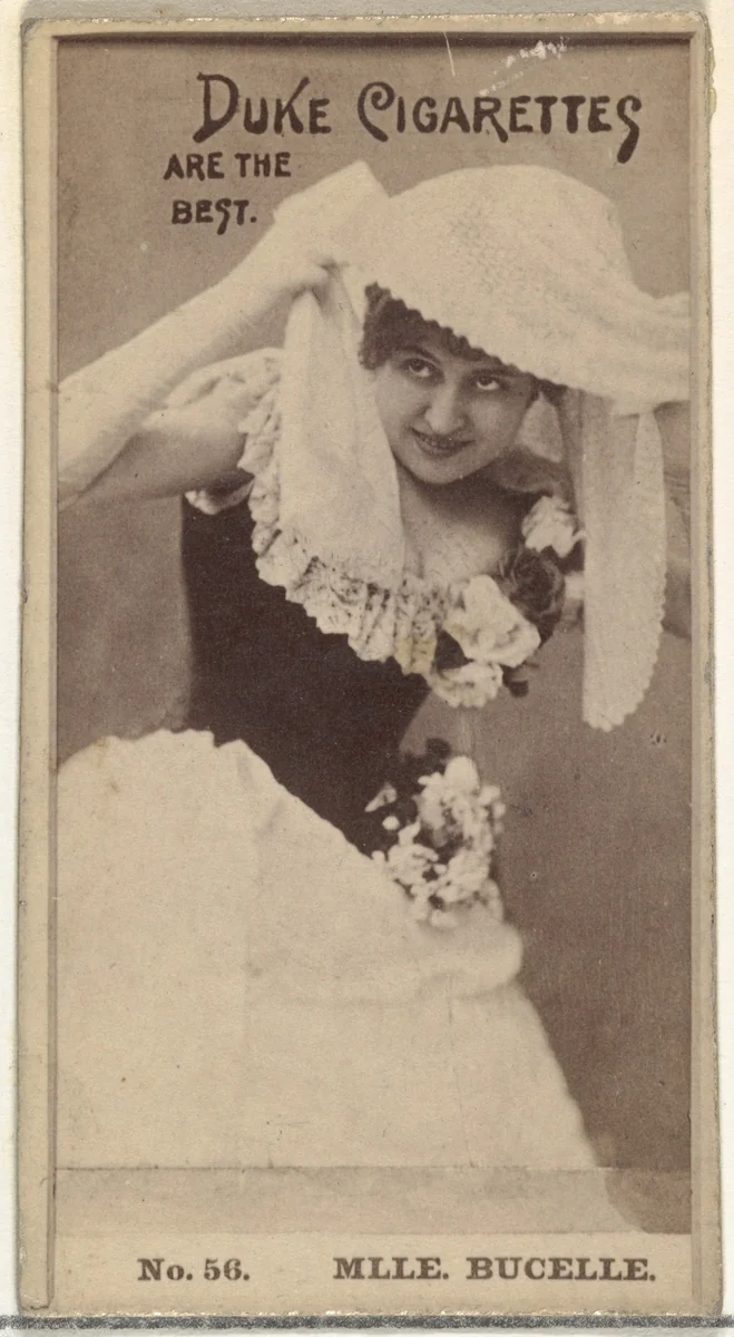 Card Number 56, Mlle. Bucelle, from the Actors and Actresses series (N145-6) issued by Duke Sons & Co. to promote Duke Cigarettes by W. Duke, Sons & Co., photograph, 1880-1889