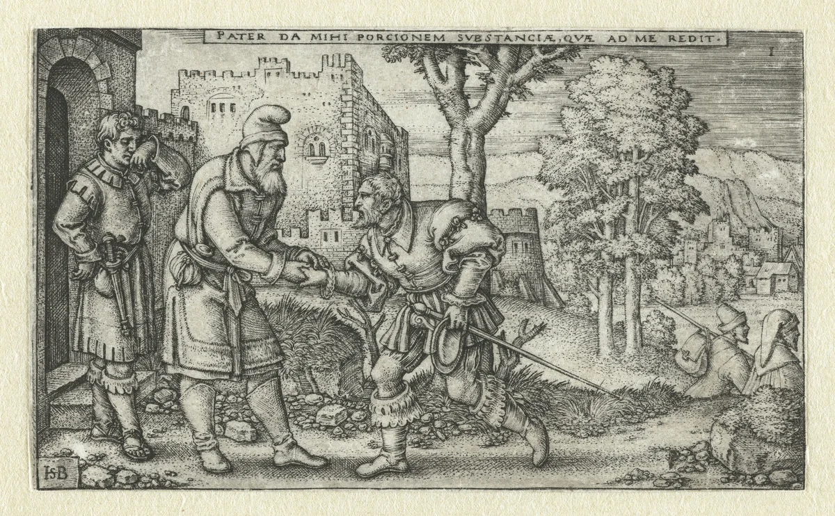 Vertrek van de verloren zoon by Unknown, print, 1540