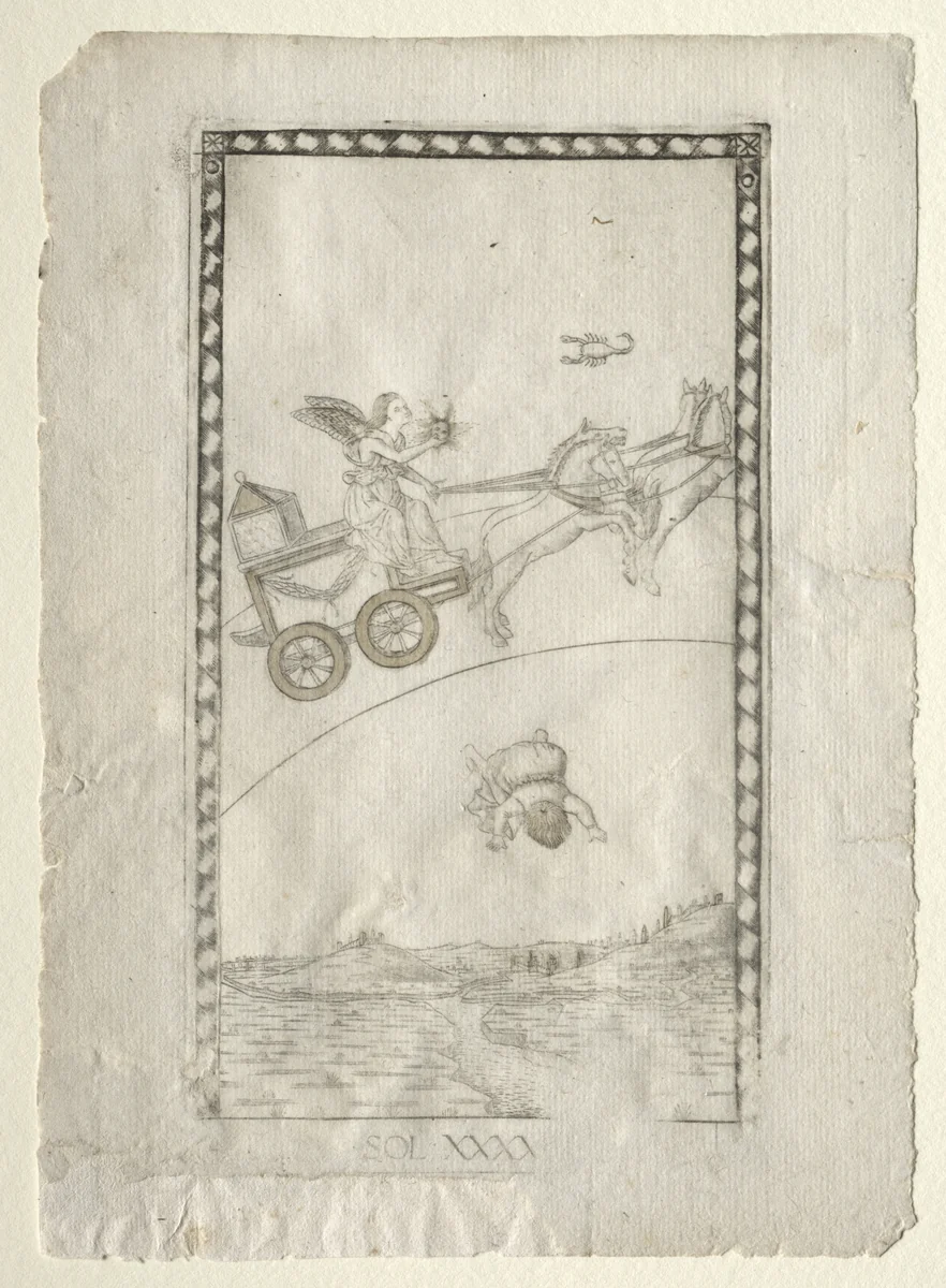 Sun (from the Tarocchi, series A: Firmaments of the Universe, #44) by Master of the E-Series Tarocchi, print, 1457-1467