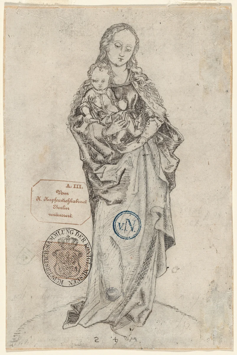 Virgin and Child with the Apple (verso) by Martin Schongauer, drawing, 1470-1475