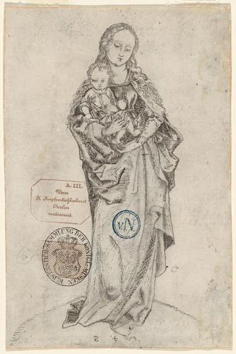 Virgin and Child with the Apple (verso) by Martin Schongauer, drawing, 1470-1475