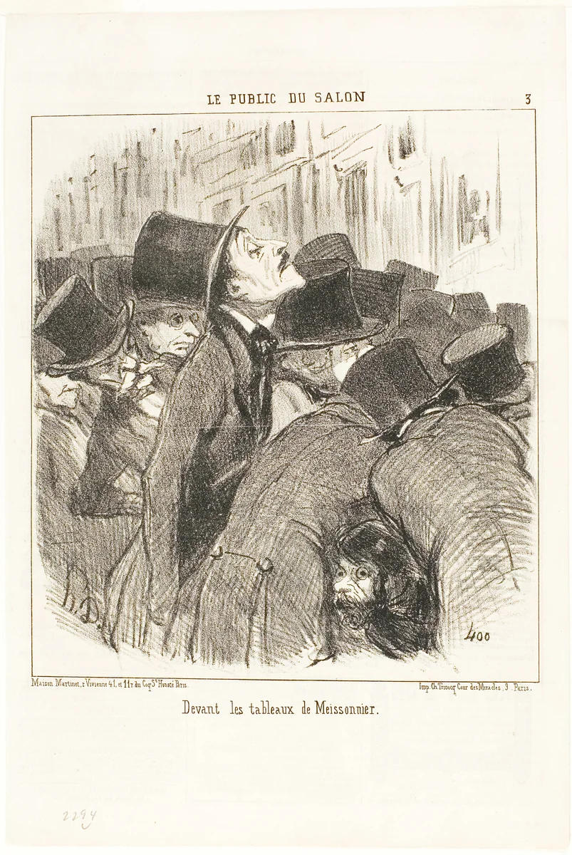 In front of Meissonnier's paintings, plate 3 from Le Public Du Salon by Honoré-Victorin Daumier, print, 1852