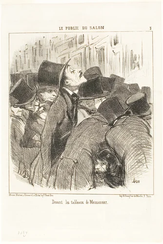 In front of Meissonnier's paintings, plate 3 from Le Public Du Salon by Honoré-Victorin Daumier, print, 1852
