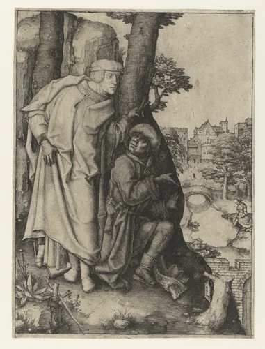 Suzanna en de ouderlingen by Lucas van Leyden, print, 1506-1510