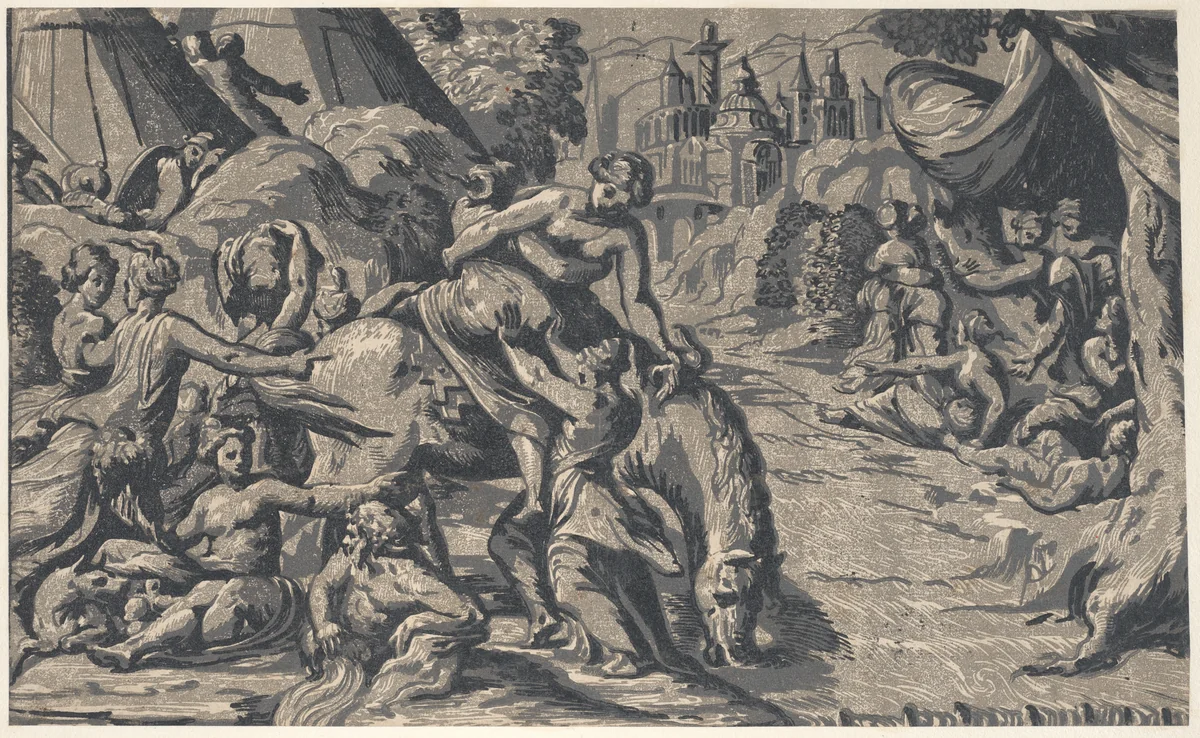 The escape of Cloelia by Niccolò Vicentino, print, 1540-1550