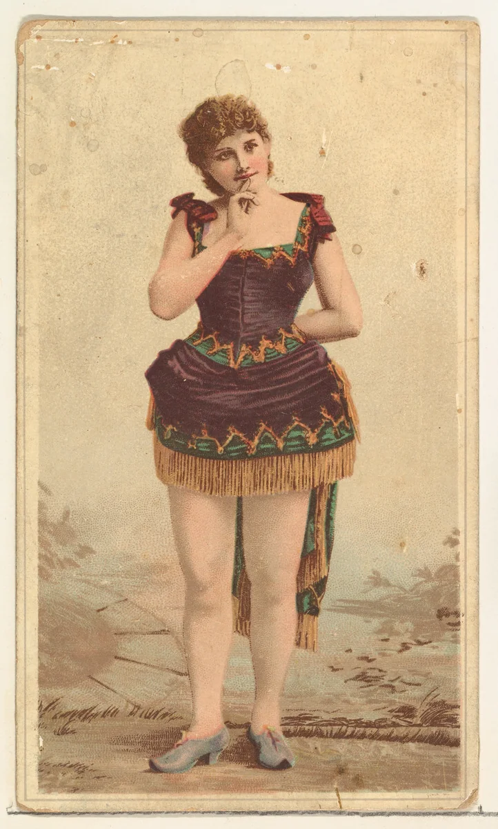 Actress posing pensively with hand held to lips, from Stars of the Stage, Second Series (N130) issued by Duke Sons & Co. to promote Honest Long Cut Tobacco by W. Duke, Sons & Co., print, 1891