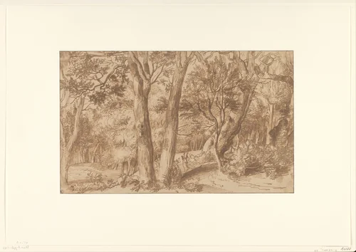 Boslandschap met een hert by Jan Lievens, drawing, 1650-1669