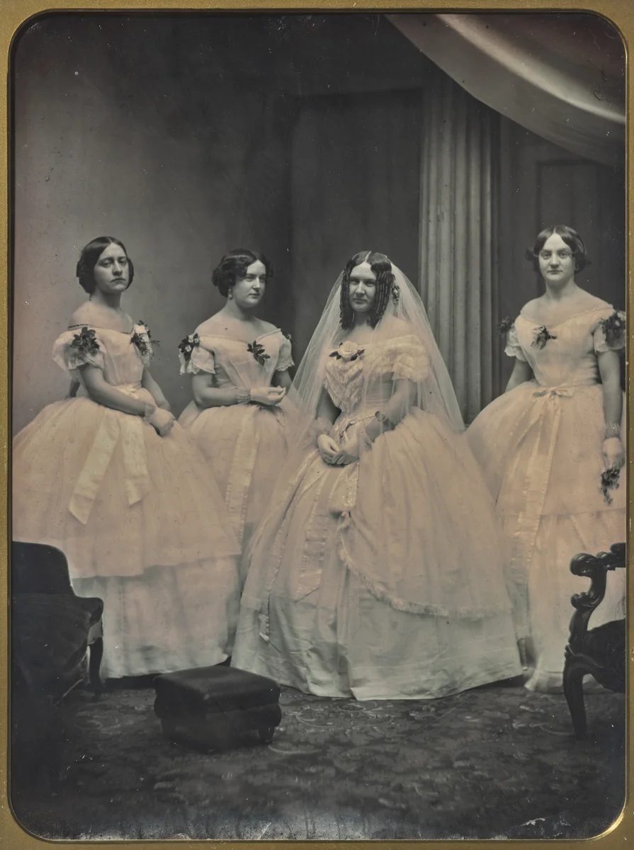 A Bride and Her Bridesmaids by Josiah Johnson Hawes, photograph, 1851-1856