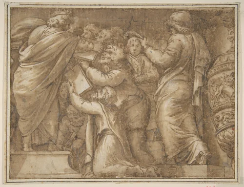 Historical Scene by Polidoro da Caravaggio, drawing, 1499-1543