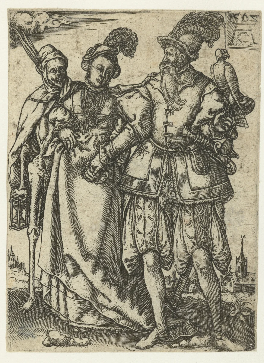 Echtpaar met de Dood by Unknown, print, 1562