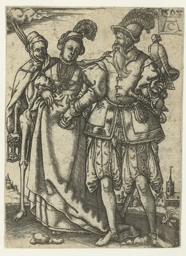 Echtpaar met de Dood by Unknown, print, 1562