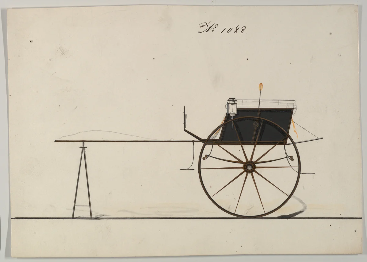 Dog CArt #1088 by Brewster & Co., drawing, 1870-1874