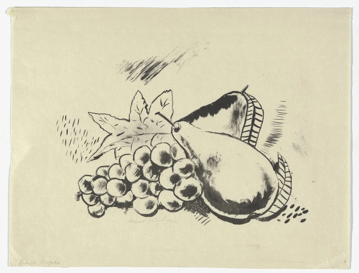 Pears and Grapes by Walt Kuhn, print, 1922