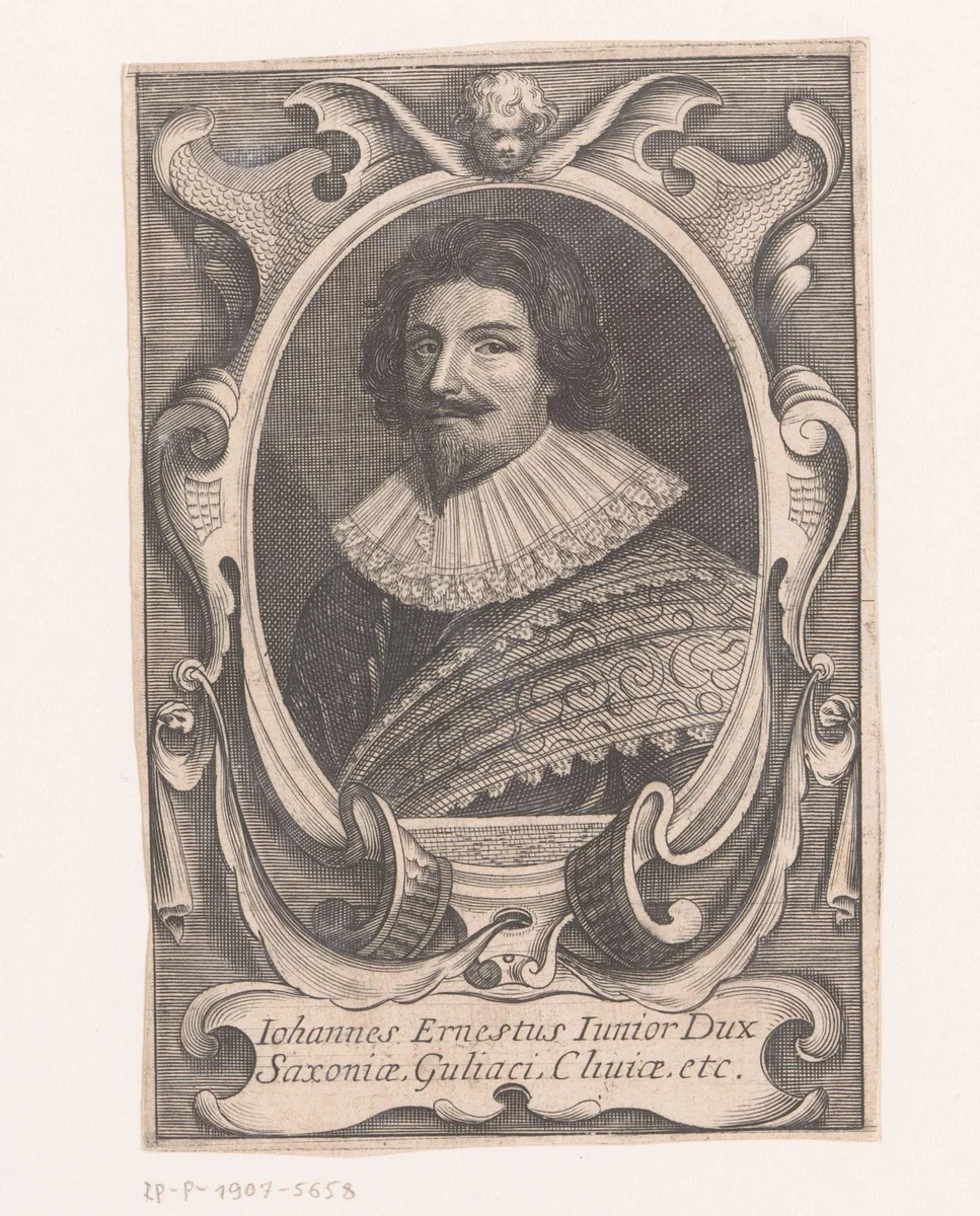 Portret van Johan Ernst II van Saksen-Weimar by anonymous, print, 1638-1668