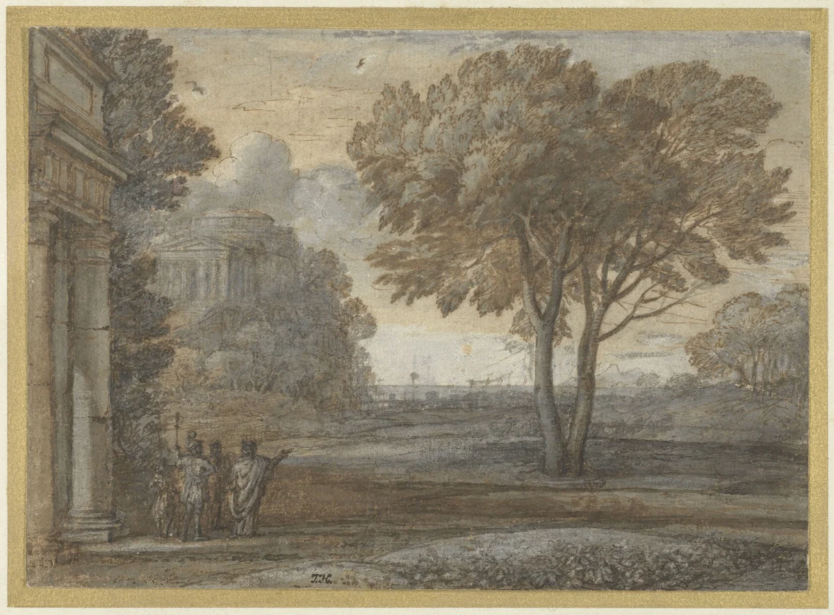 Aeneas op Delos by Claude Lorrain, drawing, 1670-1672