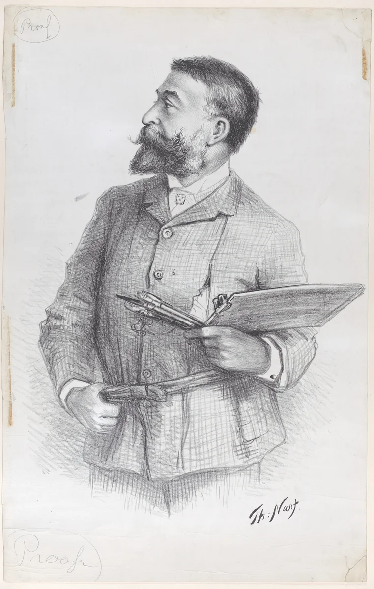 Portrait of the Artist by Thomas Nast, print, 1879-1889