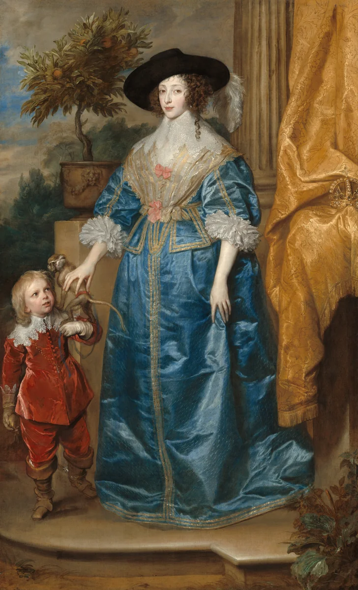 Queen Henrietta Maria with Sir Jeffrey Hudson by Anthony van Dyck, painting, 1633